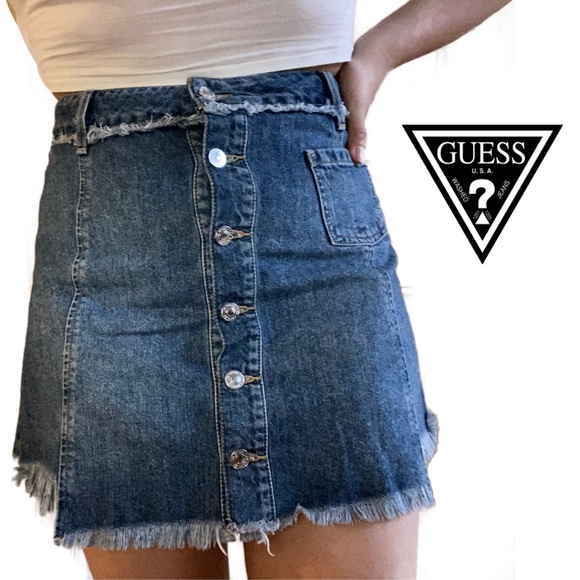 Guess Dresses & Skirts - Guess Frayed Denim Skirt